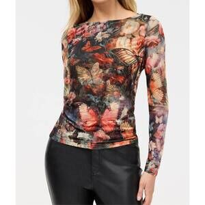 NEW JOHNNY WAS long sleeve boat neck mesh tee in teyros scarf